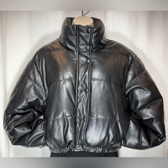 Zara Jackets & Blazers - ZARA Faux Leather Puffer Jacket